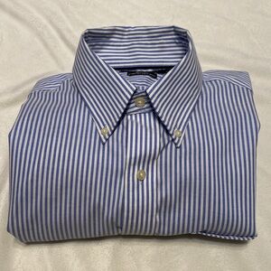 Lauren Ralph Lauren Blue White Striped Men's Dress Shirt Slim Fit • Nautical